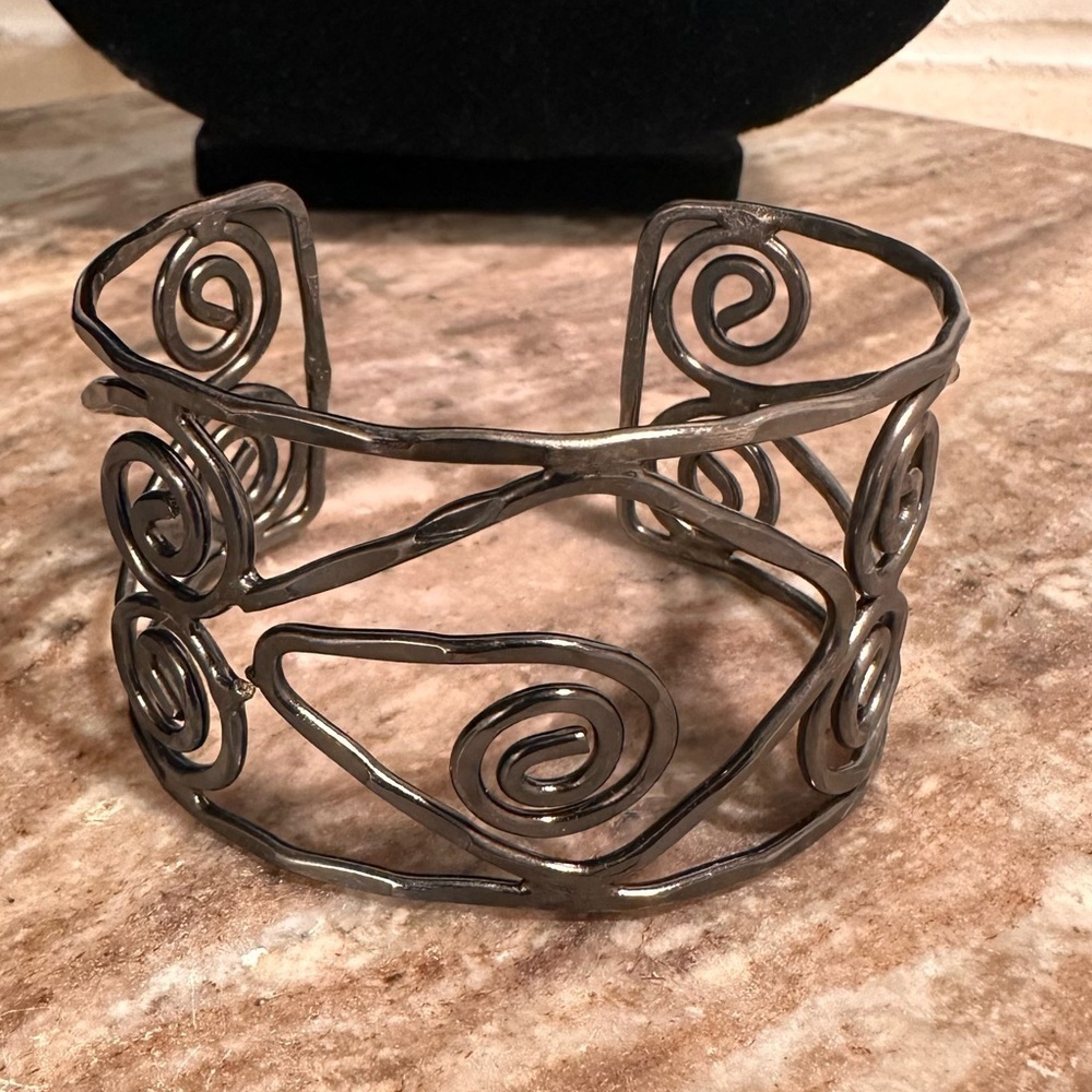 Jewelry Bundle (3), 2 Chain Necklaces & 1 Cuff Spiral Bracelet Gunmetal Handmade - Picture 11 of 12